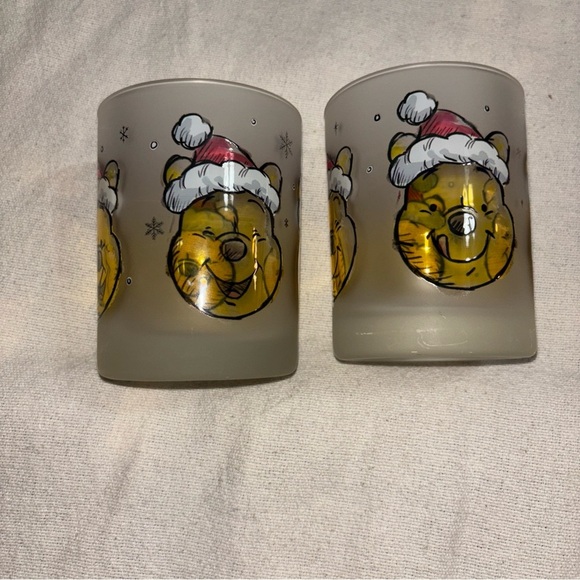 Disney Winnie The Pooh  Santa Christmas Glasses Set‎ Of Two 4x3” - Picture 2 of 11